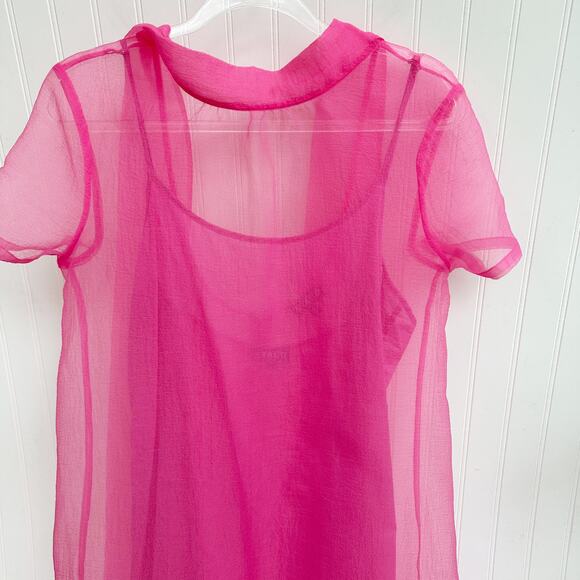 Staud Calluna Pink Organza Maxi Dress Tiered Ruffle Gown Size Medium - Picture 6 of 10